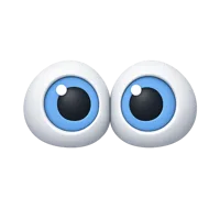 Eyes 3D icon in a premium front-facing non-isometric UI style