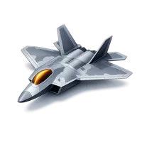 Isometric 3D F-22 fighter jet icon for aviation, military, and defense themed designs