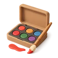 Isometric 3D icon of a face paint kit