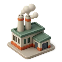 Isometric 3D icon of a factory
