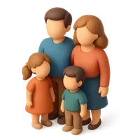 Isometric 3D icon of a family, stylized vector illustration for digital icon sets