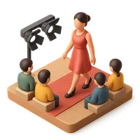 Isometric 3D icon of a fashion show, stylized vector illustration for digital icon sets