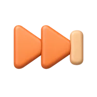 Fast Forward front-facing 3D UI icon for media playback controls and streaming app interfaces