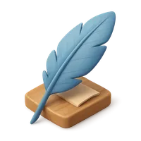 Isometric 3D icon of a feather, stylized vector illustration for digital icon sets