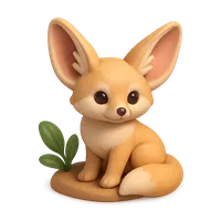 Isometric 3D icon of a fennec fox, stylized vector illustration for digital icon sets