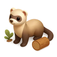 Isometric 3D icon of a ferret, stylized vector illustration for digital icon sets