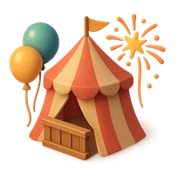 Isometric 3D icon of a festival, stylized vector illustration for digital icon sets