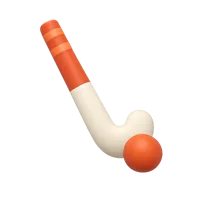 Field Hockey front-facing 3D UI icon in a premium non-isometric style, free to download for sports interfaces.