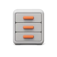 Front-facing file cabinet 3D icon for office storage, document organization, and archive UI design