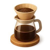 Isometric 3D icon of a filter coffee, stylized vector illustration for digital icon sets