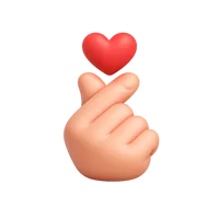Front-facing finger heart hand gesture 3D icon with medium-dark skin tone for social, messaging, and reaction UI