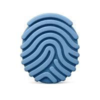 Fingerprint 3D icon in a premium front-facing style for biometric security, identity verification, and authentication UI
