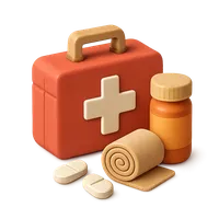 Isometric 3D icon of a first-aid kit, stylized vector illustration for digital icon sets
