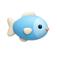 Fish front-facing 3D UI icon in a premium style, free to download for marine, aquarium, and nature interfaces.