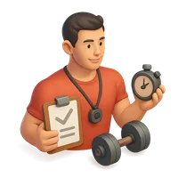 Isometric 3D icon of a fitness trainer, stylized vector illustration for digital icon sets