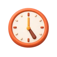 Front-facing Five O'Clock 3D UI icon for schedule, reminder, and time selection interfaces