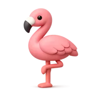 Front-facing flamingo 3D icon in a premium non-isometric style for nature, wildlife, and travel UI design
