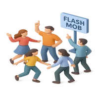 Isometric 3D icon of a flash mob, stylized vector illustration for digital icon sets