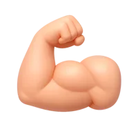 Front-facing flexed biceps 3D icon with medium skin tone for fitness, strength, and workout UI design