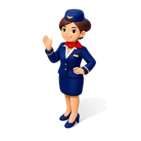 Flight Attendant isometric 3D icon for airline, airport, and travel service visuals