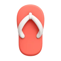 Front-facing flip flop 3D icon for fashion, summer shopping, and beachwear UI designs