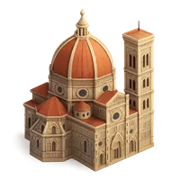 Isometric 3D icon of a florence cathedral, stylized vector illustration for digital icon sets