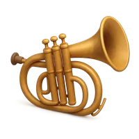 Isometric 3D icon of a flugelhorn, stylized vector illustration for digital icon sets