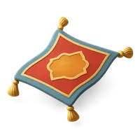 Isometric 3D icon of a flying carpet, stylized vector illustration for digital icon sets