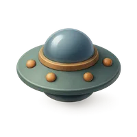 Isometric 3D icon of a flying saucer, stylized vector illustration for digital icon sets