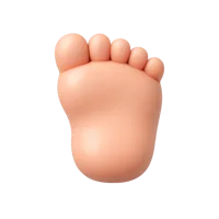 Front-facing foot 3D icon with dark skin tone in a premium non-isometric UI style