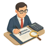 Forensic accountant analyzing documents