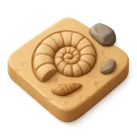 Fossil of ancient fish in rock
