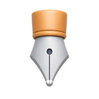 Front-facing fountain pen nib 3D icon for writing, stationery, and calligraphy UI designs