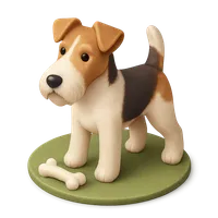 Fox Terrier dog sitting on grass