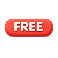 Front-facing free button 3D icon for UI design, pricing labels, ecommerce promotions, and interface badges.