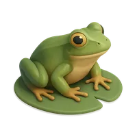 Green frog on lily pad