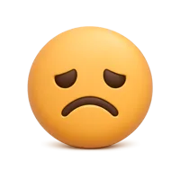 Front-facing frowning face 3D icon for mood, reaction, and emotional UI design