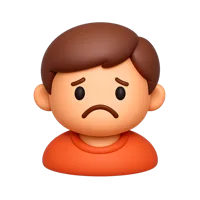 Front-facing 3D icon of a frowning person with medium-light skin tone for emotion and feedback UI designs