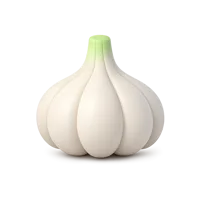 Front-facing garlic 3D icon for food, grocery, and cooking UI designs