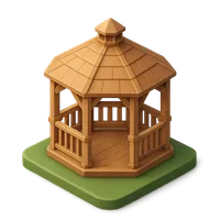 Wooden gazebo in garden