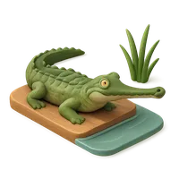Gharial crocodile near river