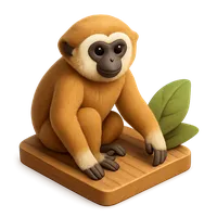 Gibbon swinging on tree