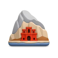 Front-facing Gibraltar 3D icon for travel, tourism, map, and destination UI design