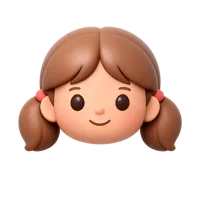Front-facing 3D icon of a girl with medium-dark skin tone for UI avatars, profiles, and onboarding screens.