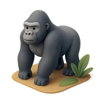 Gorilla sitting in forest