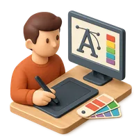 Graphic designer at computer