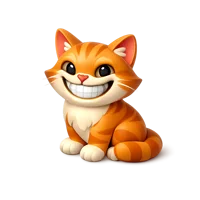 Grinning cat isometric 3D icon with a cheerful feline emoji expression