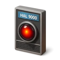 Isometric 3D icon of HAL 9000 