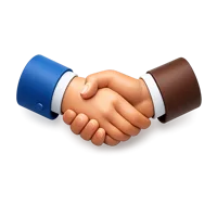 Isometric 3D handshake icon showing partnership, agreement, trust, and business collaboration