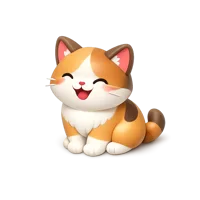 Happy Cat isometric 3D icon for pet apps, animal content, and playful digital designs